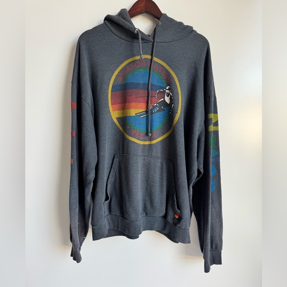 AVIATOR NATION RELAXED PULLOVER HOODIE HEATHER GREY Men XL VAIL COLORADO USA - Picture 2 of 12